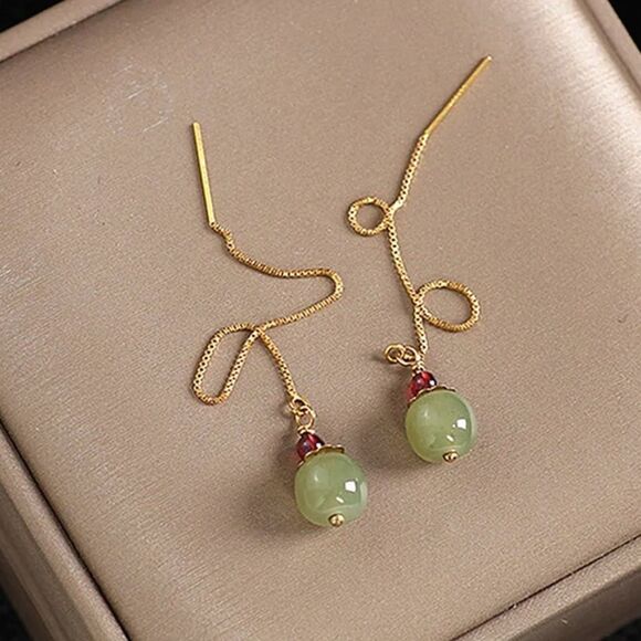 Free People Jewelry - green crystal threader drop earrings H73